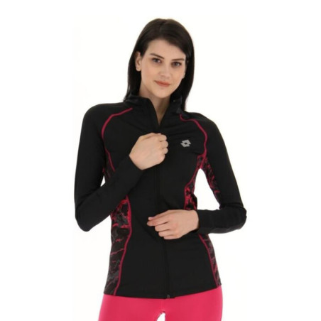 SUDADERA LOTTO NEGRA ROSA RUN FIT 217391-310