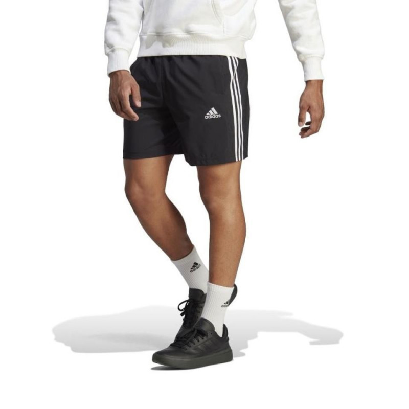PANTALON ADIDAS CORTO CHELSEA NEGRO RAYAS 