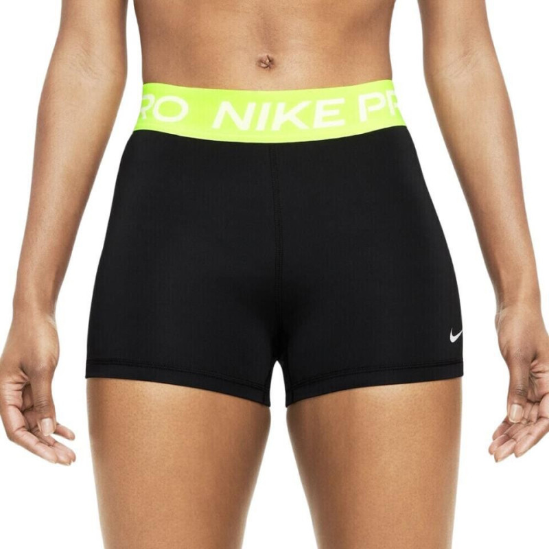 PANTALON CORTO NIKE PRO NEGRO CINTURA AMARILLO